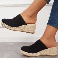Hnewly Espadrilles Mule Wedges Platform Slip On Backless Sandals