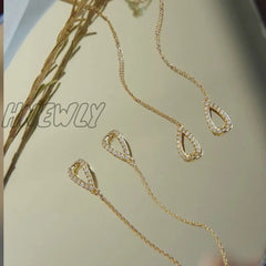Hnewly Exquisite Drop Ear Line Long Hanging Earrings For Women Zircon Crystal Bee Butterfly Flower