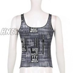 Hnewly Fairy Grunge Black Ribbed Tank Top Gothic Y2K Clothes Aesthetic Hippie Crop Summer Camisole