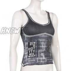 Hnewly Fairy Grunge Black Ribbed Tank Top Gothic Y2K Clothes Aesthetic Hippie Crop Summer Camisole