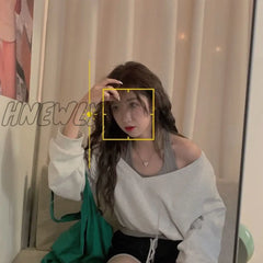 Hnewly Fall Sweatshirt Women Harajuku Chic Ins Fake Two Piece Street Teens Outerwear Popular