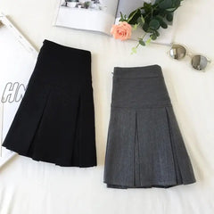 Hnewly Fashion A Line Women Pleated Skirt High Waist Zipper Grey Student Mini Jk Summer New Black