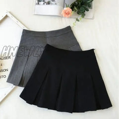 Hnewly Fashion A Line Women Pleated Skirt High Waist Zipper Grey Student Mini Jk Summer New Black