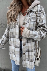 Hnewly - Fashion Casual Plaid Contrast Turndown Collar Outerwear White / S Outerwear/Coats &