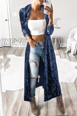 Hnewly - Fashion Casual Solid Patchwork Basic Outerwear Blue / S Outerwear/Cloak
