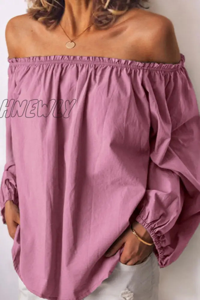 Hnewly - Fashion Casual Solid Patchwork Off The Shoulder Tops Red / S Tops/Long Sleeve