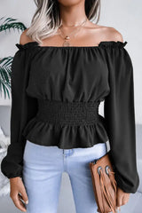 Hnewly - Fashion Elegant Split Joint Off The Shoulder Tops(5 Colors) Black / S Tops/Blouses & Shirts