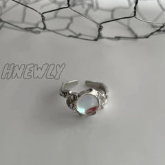 Hnewly Fashion Silver Color Minimalist Irregular Twined Finger Rings Creative Geometric Punk