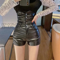 Hnewly Fashion Skinny Leather Shorts Women Clothing Plus Size 3Xl Women’s Black High Waist New