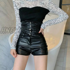 Hnewly Fashion Skinny Leather Shorts Women Clothing Plus Size 3Xl Women’s Black High Waist New