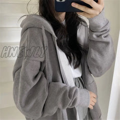 Hnewly Fashion Star Print Sweatshirt Women Autumn Vintage Zip Up Long Sleeve Jacket Coat Harajuku