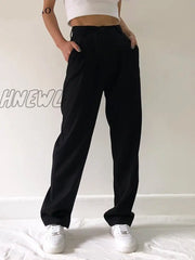 Hnewly Fashion Straight Suit Women Pants High Waist Casual Office Lady Full Length Wide Leg Loose