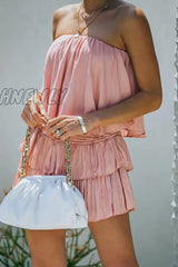 Hnewly - Fashion Street Solid Patchwork Strapless Waist Skirt Dresses Dresses/Short