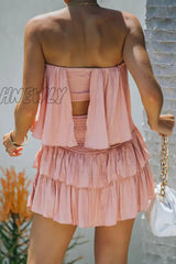Hnewly - Fashion Street Solid Patchwork Strapless Waist Skirt Dresses Dresses/Short
