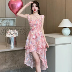Hnewly Fashion Vintage Womens Sweet Lace-Up Boho Dress Summer Casual Print Short Sleeve Square Neck