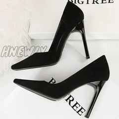 Hnewly Fashion Women 10.5Cm Super High Heels Square Toe Pumps Lady Fetish Nightclub Evening Block