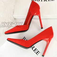 Hnewly Fashion Women 10.5Cm Super High Heels Square Toe Pumps Lady Fetish Nightclub Evening Block