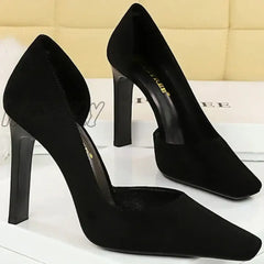 Hnewly Fashion Women 10.5Cm Super High Heels Square Toe Pumps Lady Fetish Nightclub Evening Block