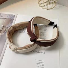 Hnewly Fashion Women Headband Spring Center Knot Hairband Wide Side Casual Turban Girls Hair