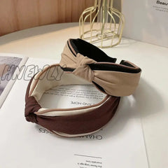 Hnewly Fashion Women Headband Spring Center Knot Hairband Wide Side Casual Turban Girls Hair