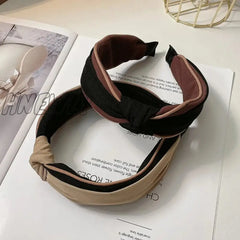 Hnewly Fashion Women Headband Spring Center Knot Hairband Wide Side Casual Turban Girls Hair