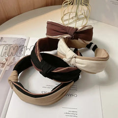 Hnewly Fashion Women Headband Spring Center Knot Hairband Wide Side Casual Turban Girls Hair