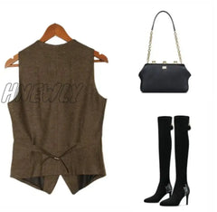 Hnewly Fashion Women’s Outer Retro Woolen Short Casual Vest