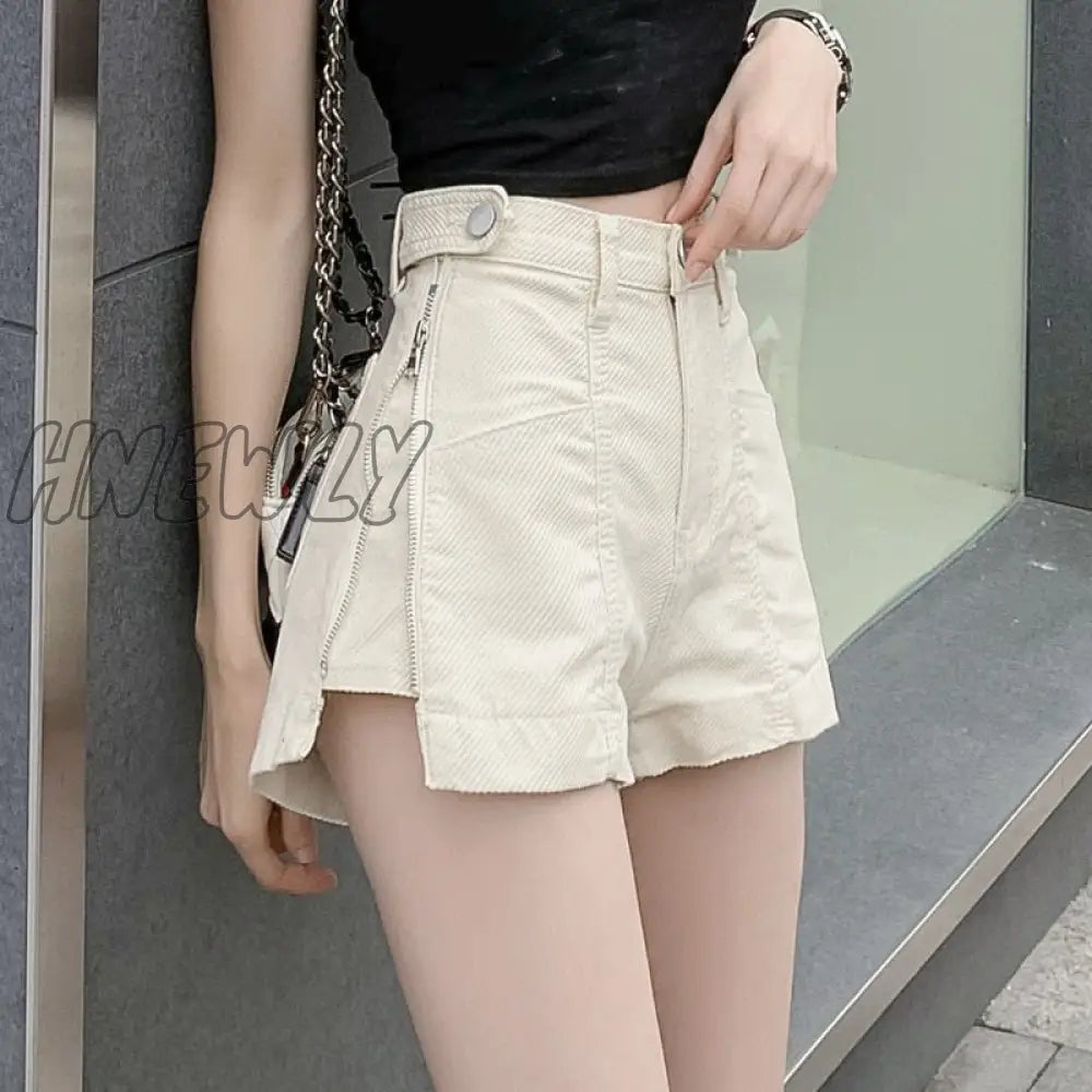 Hnewly Fashionable Women Jeans Shorts Summer High Waisted Girls White Short Khaki Wide Leg Casual