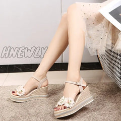 New Female Ankle Strap Buckle Rhinestone Crystal Sandals 2024 Summer Women Round Toe High Heels