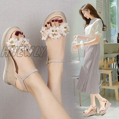 New Female Ankle Strap Buckle Rhinestone Crystal Sandals 2024 Summer Women Round Toe High Heels
