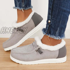 Hnewly Flat Slip-On Bootie Warm Lining Ankle Snow Boots Gray / 5 Booties