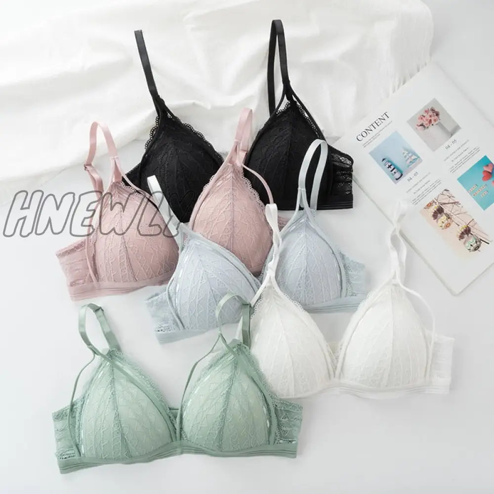 Hnewly Floral Lace Bras For Women Sexy Lingerie Beauty Back Deep V Bralette Wire Free Thin