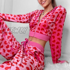 Hnewly Furry Hooded Cropped Jackets Zipper Coats Women’s Jacket Winter Black Short 90S Harajuku