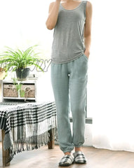 Hnewly Gauze Cotton Home Drawstring Trousers Loose Thin Section Sleeping Pants For Couples Pajama