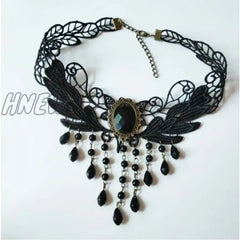 Hnewly Girl Black Lace Choker Necklace For Women Grunge Neck Chain Collarbone Necklaces Punk Lolita