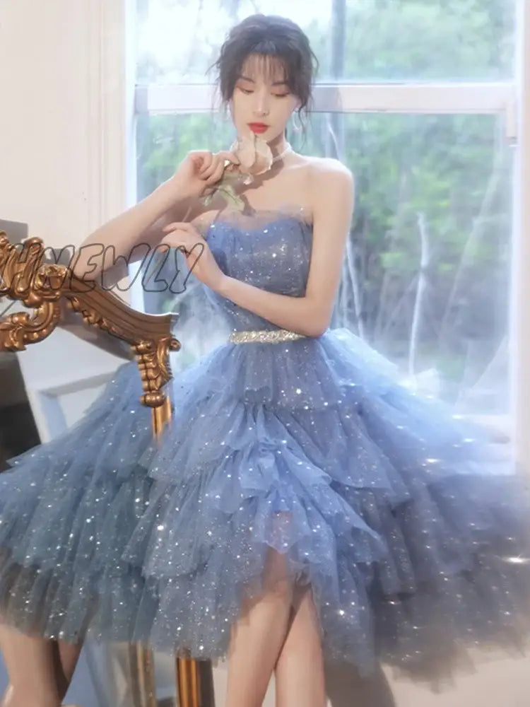 Hnewly Girls Princess Glitter Skirts Evening Dress Super Immortal Bridesmaid Costume For Starlight