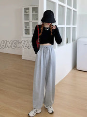 Hnewly Gray Sweatpants For Women Autumn New Baggy Fashion Oversize Sports Pants Balck Trousers