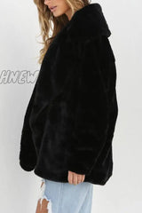 Hnewly - Grey Casual Solid Patchwork Turndown Collar Outerwear Coats Coats & Cardigan Cloak