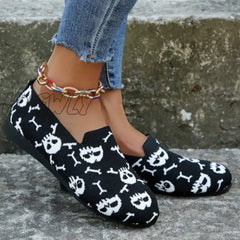 Hnewly - Halloween Black Casual Patchwork Round Comfortable Shoes Shoes