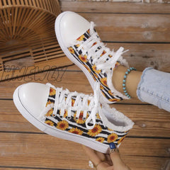 Hnewly - Halloween Yellow Casual Daily Patchwork Printing Round Comfortable Shoes Shoes Sneakers