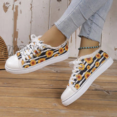 Hnewly - Halloween Yellow Casual Daily Patchwork Printing Round Comfortable Shoes Shoes Sneakers