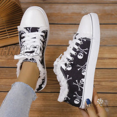 Hnewly - Halloween Yellow Casual Daily Patchwork Printing Round Comfortable Shoes Shoes Sneakers