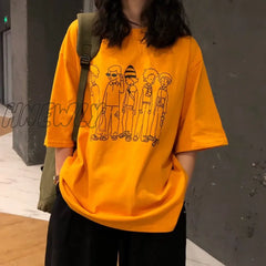 Hnewly Harajuku Basic T Shirt Women Summer Graphic Shirts Oversized Solid Tees Casual Loose Tshirt