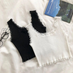 Hnewly Heliar Summer Tank Tops Women Sexy Lace Up Crop Top For Basic Solid Square Neck Plain