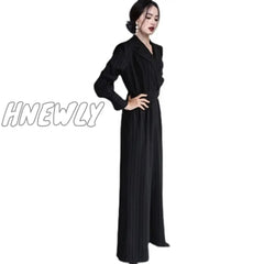 Hnewly High Quality Autumn Spring Newest Women Ol Waist Slimming Slim Jumpsuit Stripe Rompers Womens