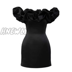 Hnewly High Quality Summer Bodycon Party Dress Women White Ruffle Elegant Off The Shoulder Mini