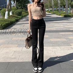Hnewly High Stretch Denim Flared Pants Women’s 2024 Spring And Summer New Slim-Fit High-Waisted