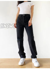 Hnewly High Waist Baggy Jeans Women Casual Straight Leg Loose Pants Mom Jean Fashion Comfy Wash