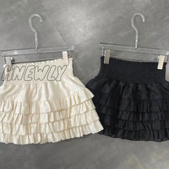 Hnewly High Waist Skirts Women Spring Summer Lovely Preppy Style Ruffles Holiday Chic Mini Hotsweet