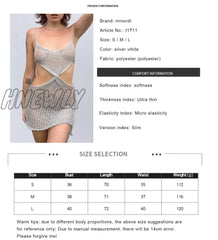 Hnewly Hollow Out Knitted Dress Women Spaghetti Strap Sleeveless Cut See Through Y2K Summer Club